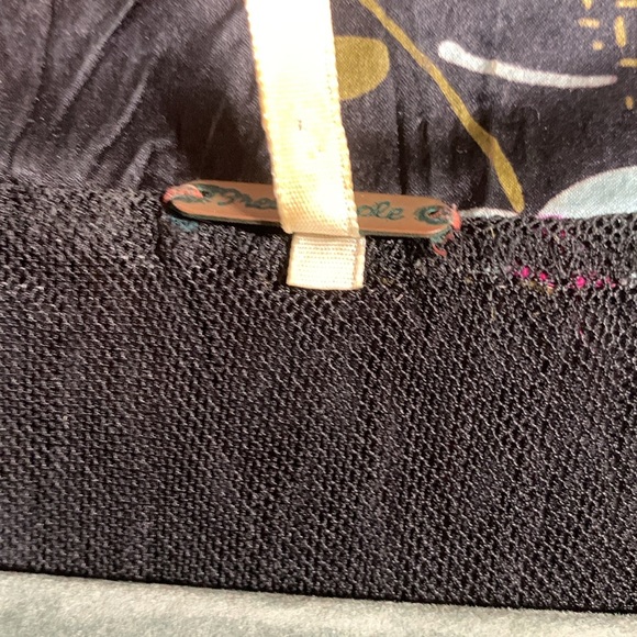 Free People Silk Babydoll Floral Mini Dress Deep V-Neck Black Whimsigoth Y2K 4 - Picture 5 of 10